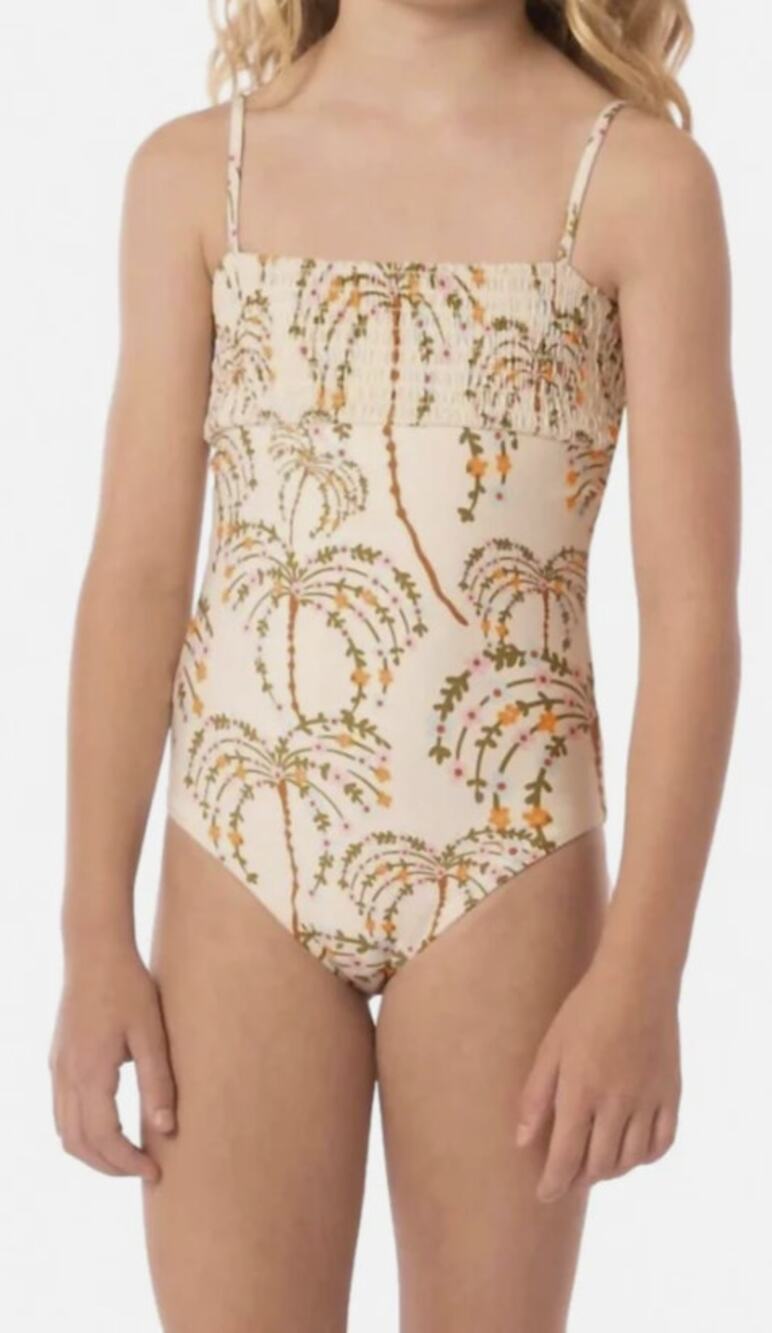 Maaji Girl's 10 Yvette Sandstone Tropics One Piece Swimsuit Beach Tropical E1-3